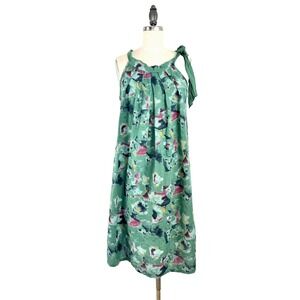 Bellambra Italy Dress Women's  S Linen Boho Dress Green Abstract Floral